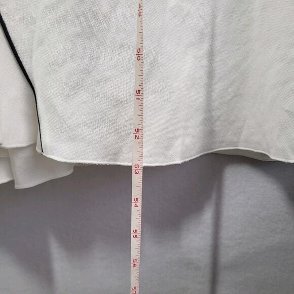 Massimo Dutti Linen Blend Midi Dress M White Short Sleeve Flowing Vacation Chic - Picture 13 of 13